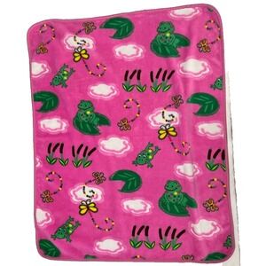 Northpoint Baby Pink Frog Fleece Blanket Butterfly‎ Lilly Pad Dragonfly Lovey